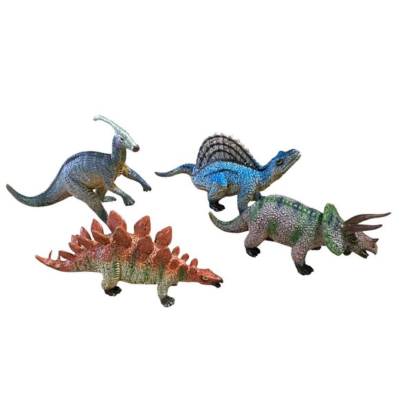 Vintage AAA Dinosaur 7" Lot of 4 PVC Animals Homeschool Science Kids Toy Display - Picture 1 of 6